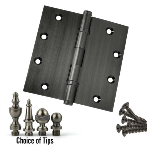 Door Hinge 5 x 5 Inch Solid Brass Ball Bearing - Pewter (US17A)