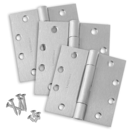 4.5 x 4.5 Commercial Butt Hinge Standard Weight Concealed Bearing Brushed Chrome (US26D) - 3 Pack