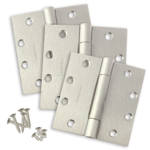 4.5 x 4.5 Commercial Butt Hinge Standard Weight Concealed Bearing Stainless Steel (US32D) - 3 Pack