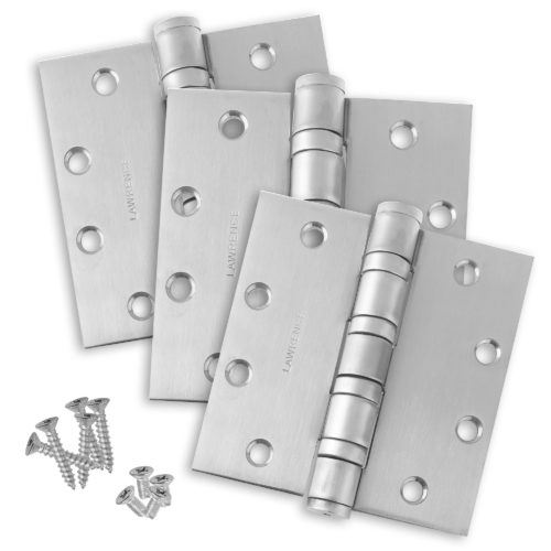 4.5 x 4.5 Commercial Butt Hinge Heavy Weight Ball Bearing Brushed Chrome (US26D) - 3 Pack