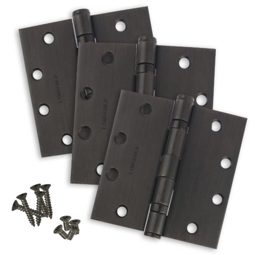 4.5 x 4.5 Commercial Butt Hinge Standard Weight Ball Bearing Oil Rubbed Bronze (US10B) - 3 Pack