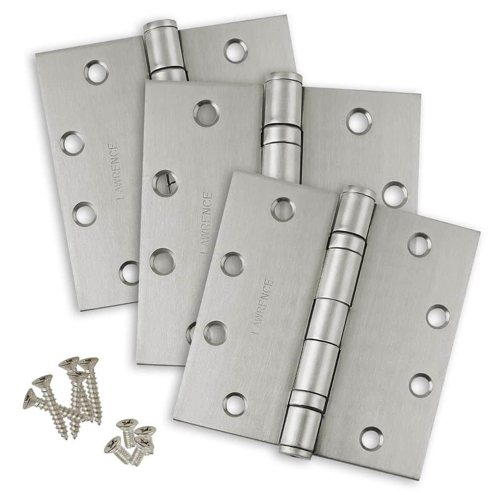 4.5 x 4.5 Commercial Butt Hinge Standard Weight Ball Bearing Stainless Steel (US32D) - 3 Pack