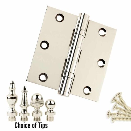 Door Hinge 3.5 x 3.5 Solid Brass Ball Bearing - Polished Nickel (US14)
