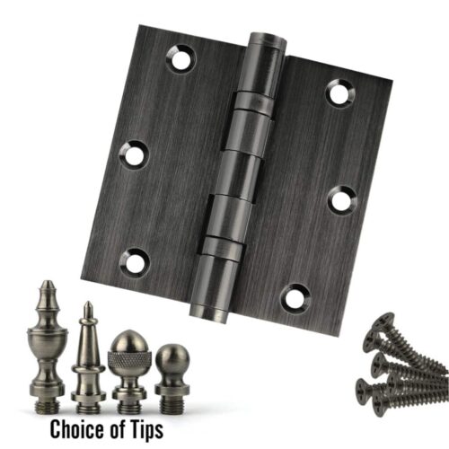 Door Hinge 3.5 x 3.5 Solid Brass Ball Bearing - Pewter (US17A)