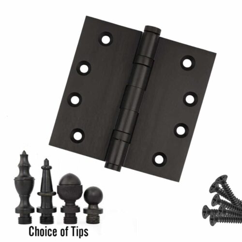 Door Hinge 4 x 4 Inch Solid Brass Ball Bearing - Oil Rubbed Bronze (US10B)