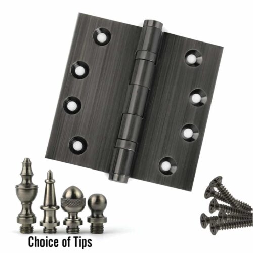 Door Hinge 4 x 4 Inch Solid Brass Ball Bearing - Pewter (US17A)