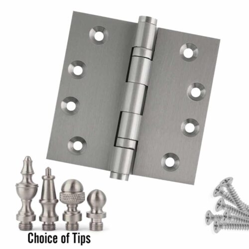 Door Hinge 4.5 x 4.5 Inch Solid Brass Ball Bearing - Satin Nickel (US15)