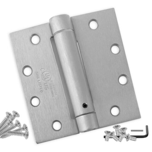 Spring Hinges for Commercial Doors, Fire Rated, 4.5 x 4.5, Concealed Bearing, Brushed Chrome (US26D)