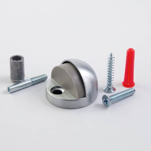 Door Stop, Heavy Duty, High Rise, Floor Mount, 1 3/8" Overal Height, for Doors with Threshold