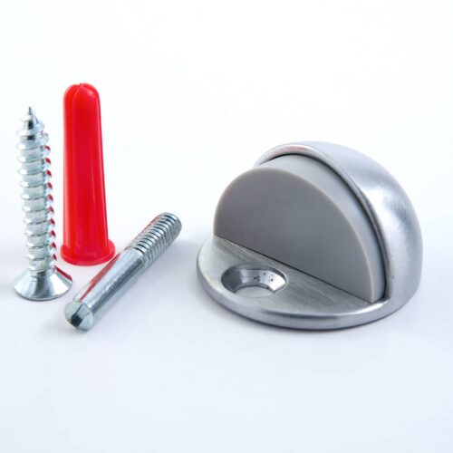 Door Stop, Heavy Duty, Low Rise, Floor Mount, 1 1/8" Overall Height, for Doors without Threshold