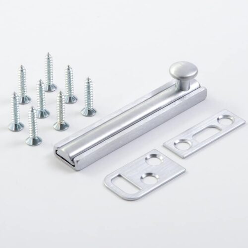 Door Bolt, Solid Brass, Strapless Surface Mounted, with Top and Bottom Strikes