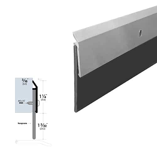 Rubber Door Sweep - Surface Mounted - Acoustical Soundproofing - Sweep Height of 1 3/32" (28.2mm)