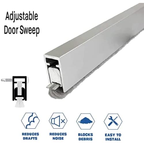 Adjustable Brush Door Sweep (Self-Adjusting) - Surface Mounted - Sweep Height of 1/4" (6.4mm)