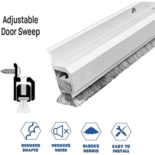 Door Sweep with Adjustable Brush - Surface Mounted - Sweep Height of 5/16" (8.3mm)