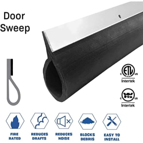Rubber Door Sweep - Surface Mounted - Large Rubber Bulb - Sweep Height of 2-1/2" (63.5mm)