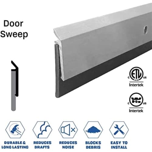 Rubber Door Sweep - Surface Mounted - Acoustical Soundproofing - Sweep Height of 1/2" (12.7mm)