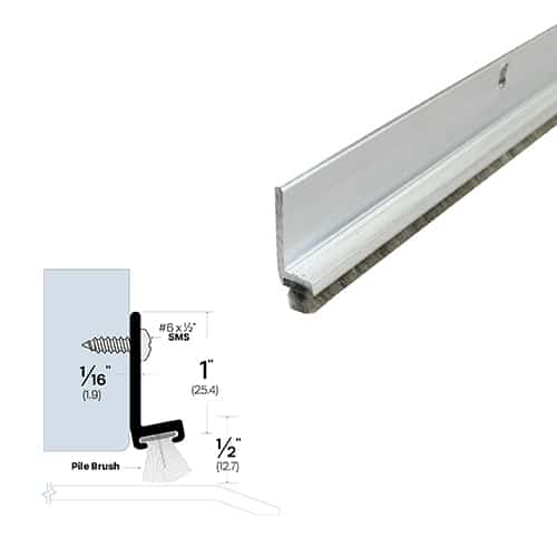 Brush Door Sweep - Surface Mounted - Easy installation - Sweep Height of 1/2" (12.7mm)