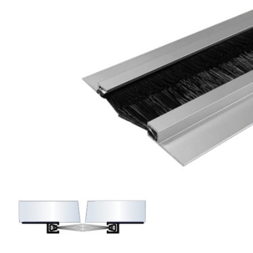 Meeting Stile for Double Active Glass Doors - Nylon Brush - 1" Wide Mounting, 5/8" Wide Brush